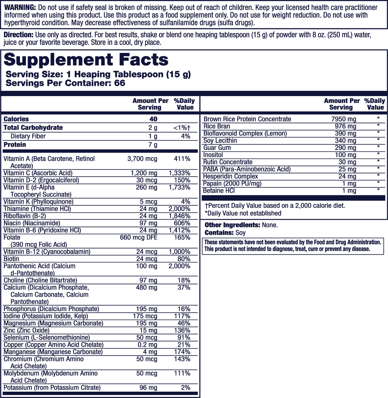 All One Rice Base | Multiple Vitamin & Mineral Powder – Lifetime