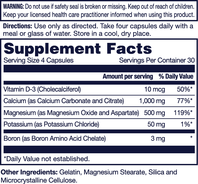 Calcium Magnesium Potassium, Vitamin D & Boron | Support Bone & Muscle Health